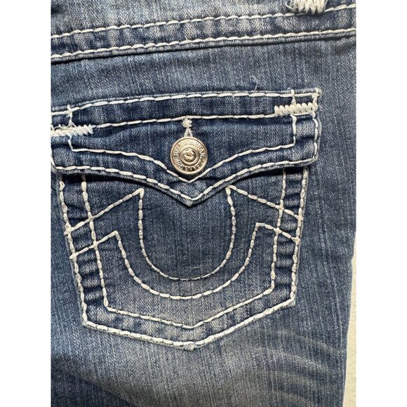 True Religion Womens Joey World Tour Blue Denim Jeans Size 28 Distressed Style - Picture 12 of 12
